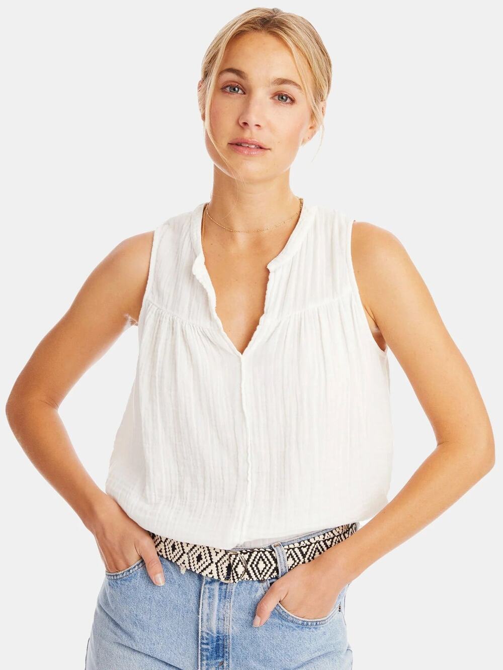 Xirena white gauzy tank top